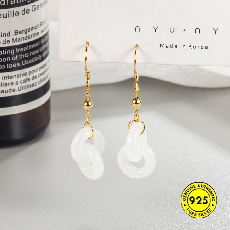 Bông Tai Mạ Vàng 18K Ngọc Bích Cho Nữ