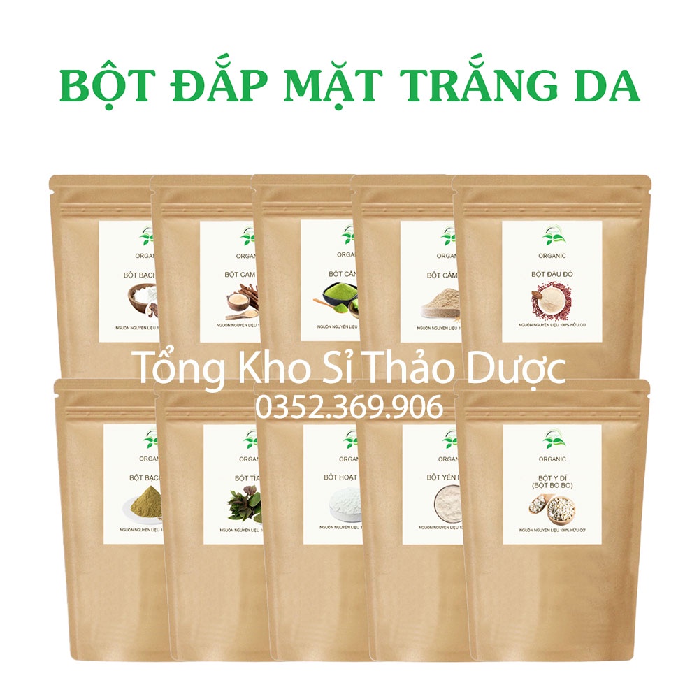 Combo 10 loại bột đắp mặt dưỡng da (Bột thiên nhiên dưỡng trắng da, mờ thâm sạm)