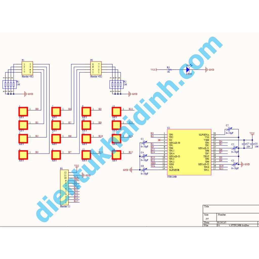 Module Bàn Phím Cảm Ứng Chạm TTP229, 16 key kde0312