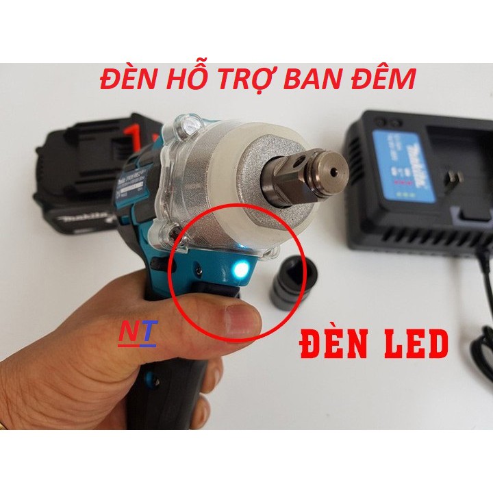 Máy siết bulong dùng pin không chổi than Makita 490NM pin khủng 10 Cell