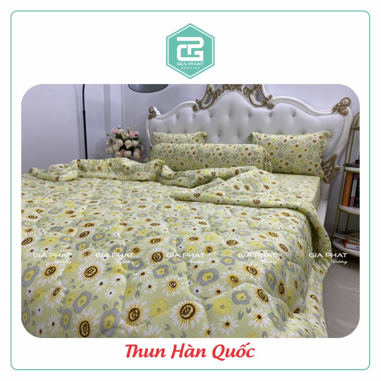 Bộ ga gối Thun Lạnh Hàn Quốc { 4 Món } họa tiết Bông Cúc ( 1 ga bọc + 2 vỏ gối nằm + 1 vỏ gối ôm ) | BigBuy360 - bigbuy360.vn