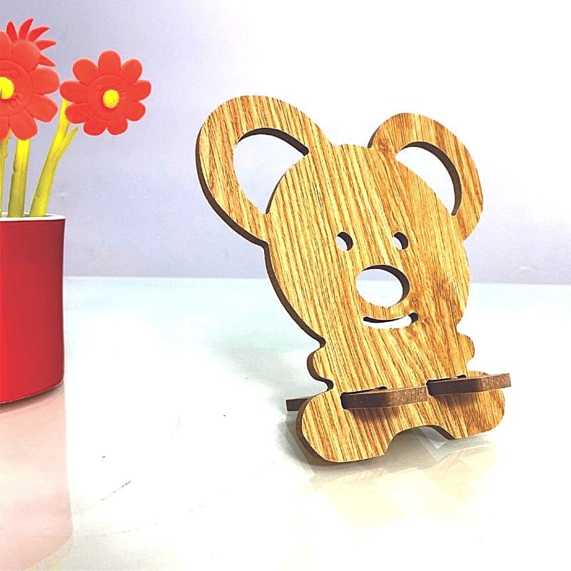 Kệ Điện Thoại Giá Đỡ Máy Tính Bảng Mini Bằng Gỗ Ép Hình Con Chuột Tiện Dụng Hình Dễ Thương 16.5cm x 15.6cm