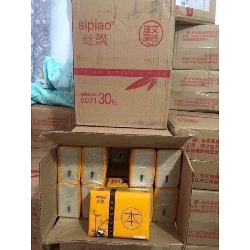 Giấy ăn gấu trúc Sipao thùng 30 gói (giấy đủ 300 tờ/1 gói)