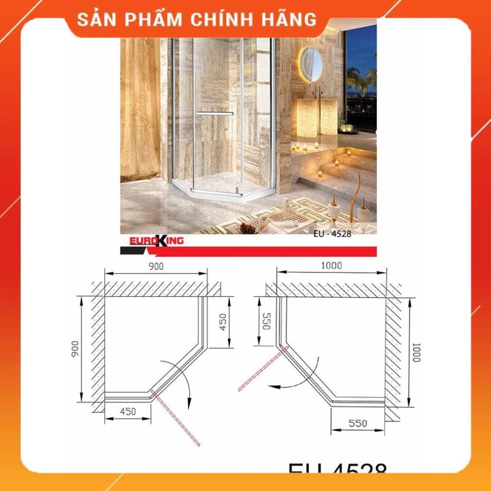 Phòng tắm vách kính Euroking EU- 4528, kính cường lực, bảo hành 2 năm