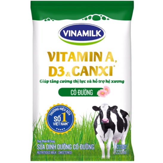 Sữa dinh dưỡng Vinamilk A&amp;D3 bịch 220ml