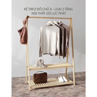 Kệ Treo Quần Áo Chữ A 2 Tầng -Gỗ Thông Nhập Khẩu- Có lót NC
