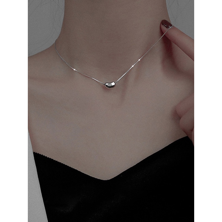 Vòng cổ Thép Titan Mặt Trái Tim Và Hạt Đậu Đơn Giản Thanh Lịch Dành Cho Nữ