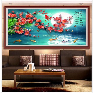 Tranh đính đá cha mẹ, kích thước 80×53cm