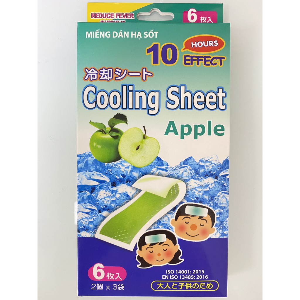 Miếng Dán Hạ Sốt Cooling Sheet Hương Táo.Hạ Nhiệt Làm Mát Cho Bé Từ Sơ Sinh