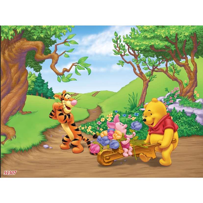 Tranh Dán Tường Phòng Trẻ Em HOẠT HÌNH THẾ GIỚI ĐỘNG VẬT, GẤU POOR, BÓNG ĐÁ