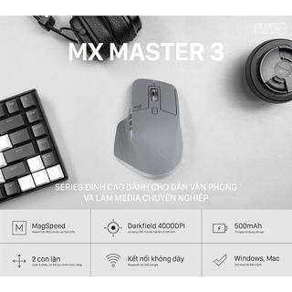 Chuột Logitech MX Master 3 (Màu xám) không dây Bluetooth/ Wireless