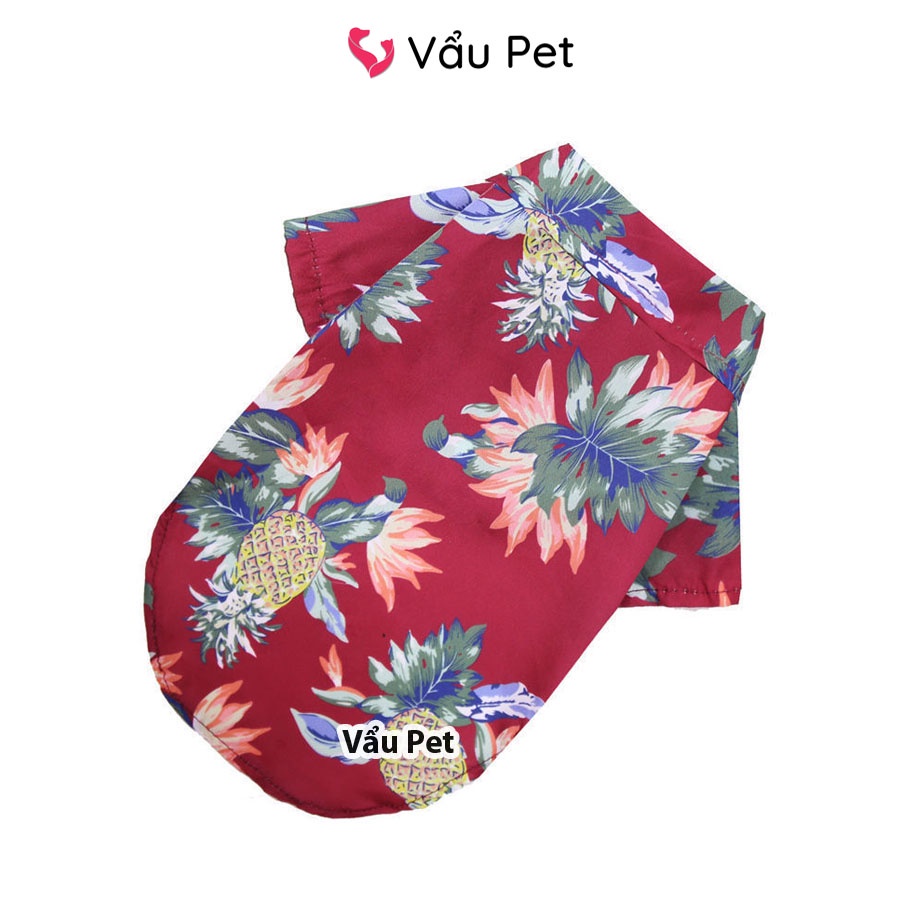 Áo cho chó mèo Sơ mi phong cách Hawaii - Quần áo cho chó poodle, con, lớn, mèo, thú cưng Vẩu Pet Shop