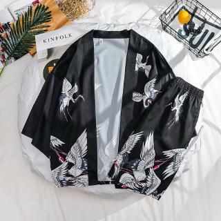 Fashion Short Sleeve Shirt Set And Shorts With Flamingo Pattern