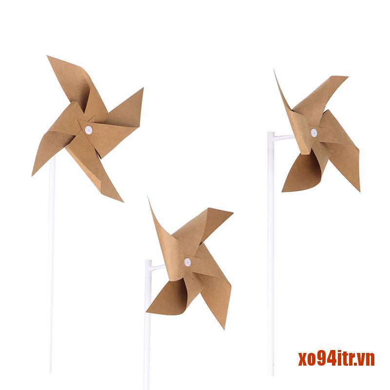 XOITR 3Pcs Paper Party Pinwheels Craft Windmill Vintage Style Craft Toys Wind Spi