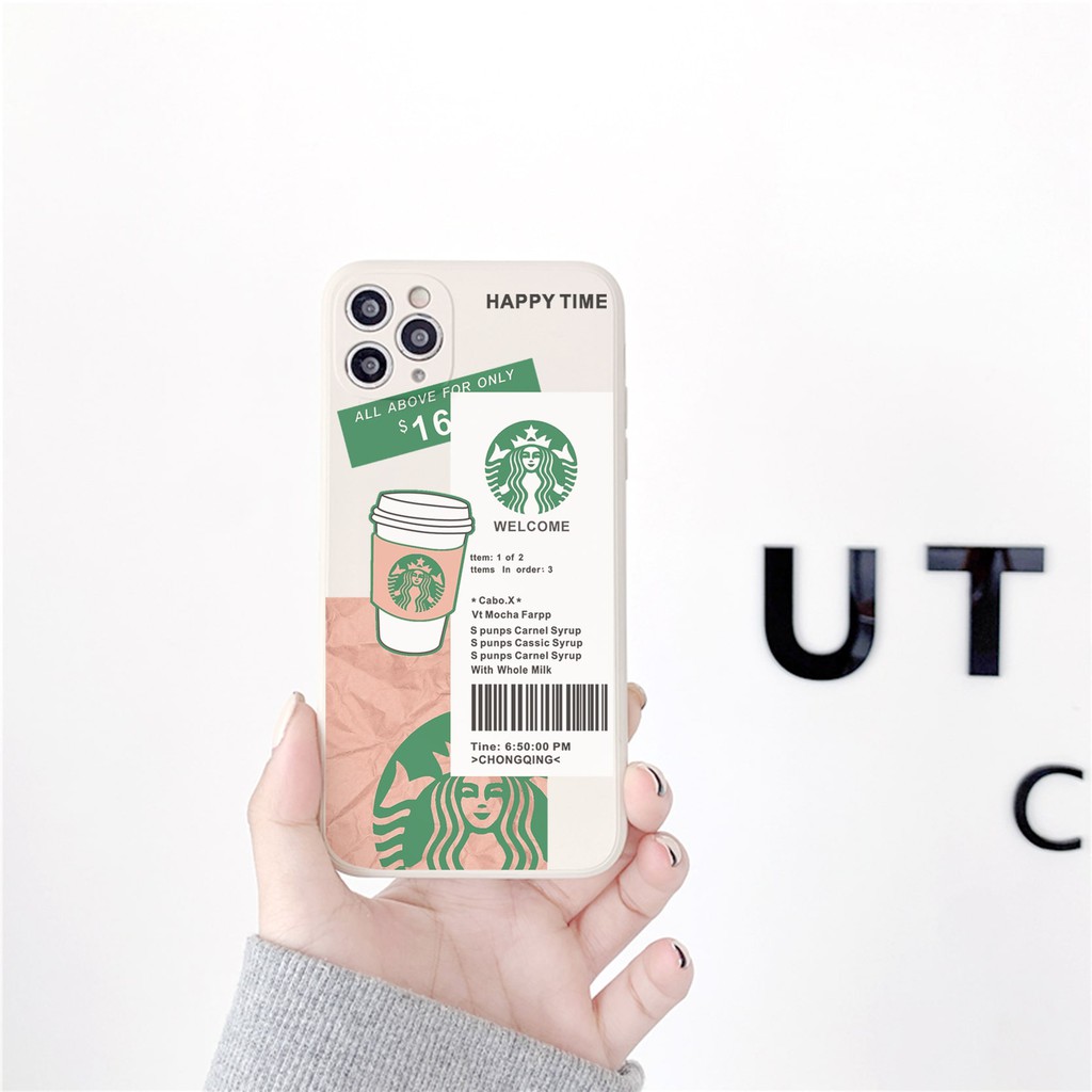 Ốp lưng iphone Starbucks cạnh vuông 6/6plus/6s/6splus/7/7plus/8/8plus/x/xr/xs/11/12/13/pro/max/plus/promax