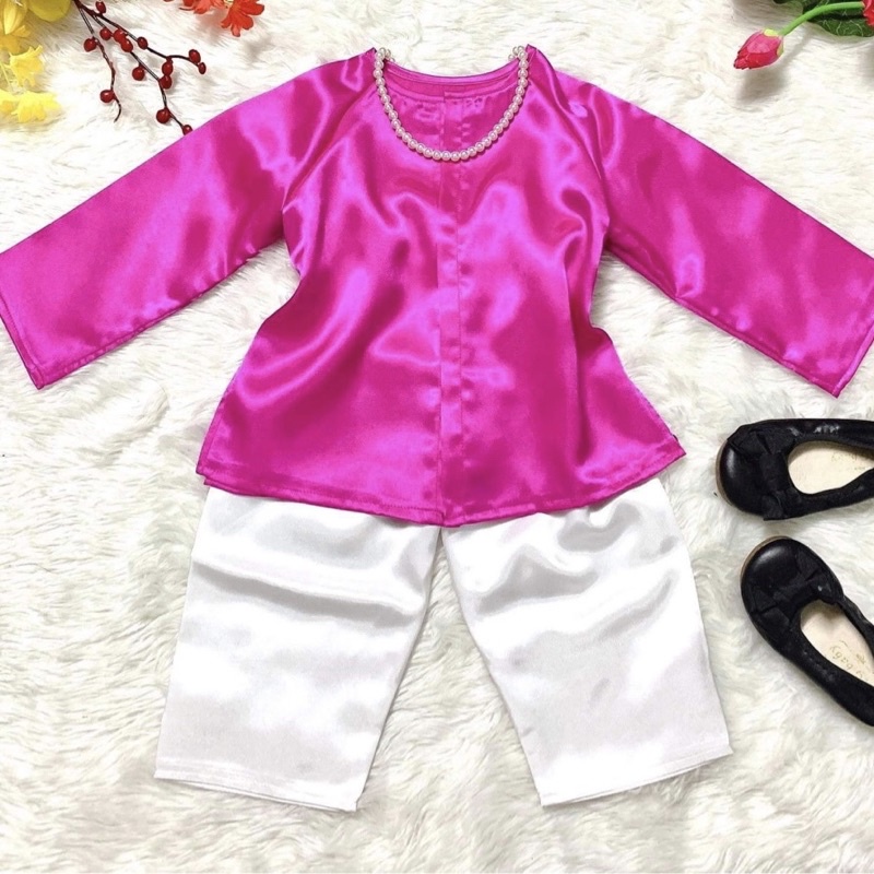 Set bà ba lụa quần đen cho bé gái