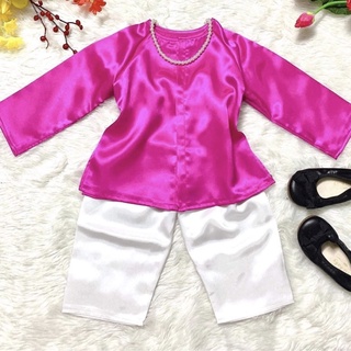 Set bà ba lụa quần đen cho bé gái