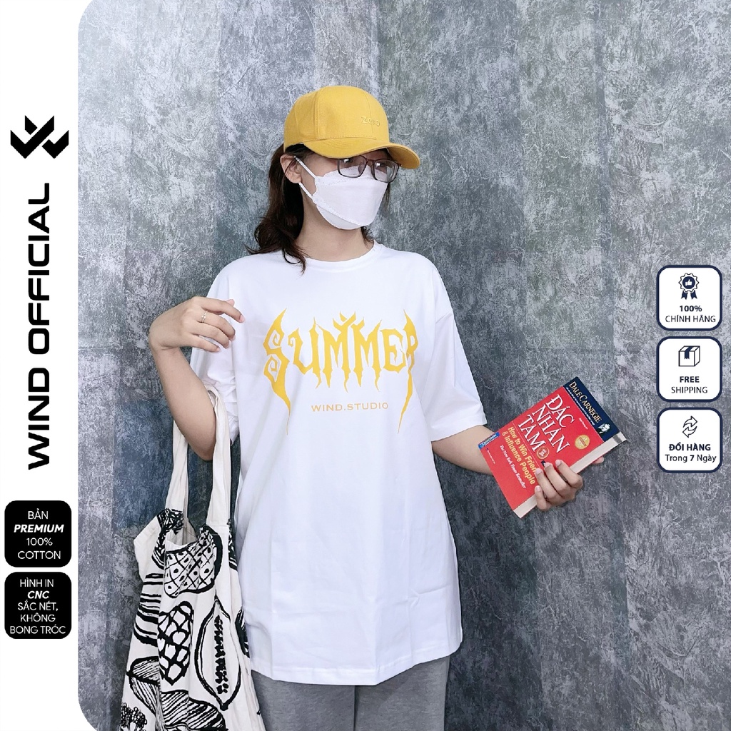 Áo thun tay lỡ form rộng WIND phông unisex 65% cotton Summer nam nữ oversize ulzzang