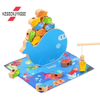 Children’s Wooden Magnetic Fishing Toy Kitten Fishing Game Quality Wood Fishing Multifunctional Educational Toys Gift