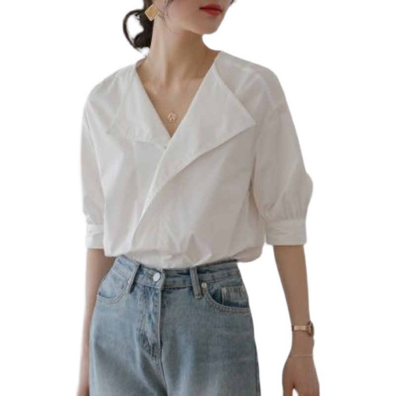 Áo Sơ Mi Tay Ngắn Dáng Rộng Phong Cách Pháp Cổ Điển Thời Trang Mùa Hè Cho Nữ
