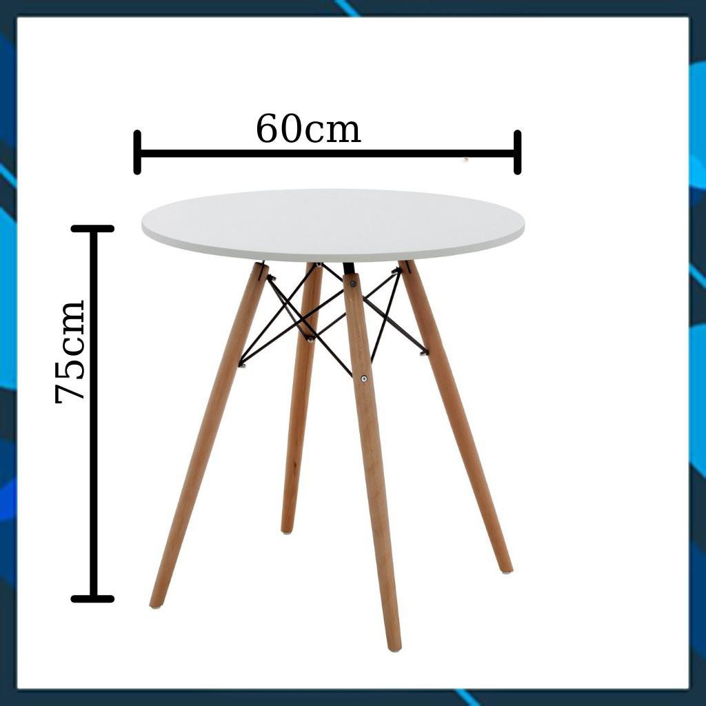 BÀN EAMES TRÒN Đường Kính 60cm chân Gỗ Bàn Làm Việc,Bàn Ăn,Cafe-Hàng Nhập Khẩu