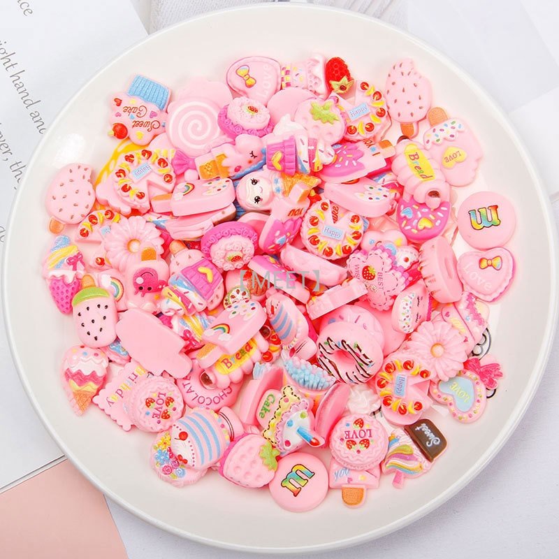 Set 100 Phụ Kiện Trang Trí Túi Bánh Hình Bánh Kem Hoạt Hình Dễ Thương