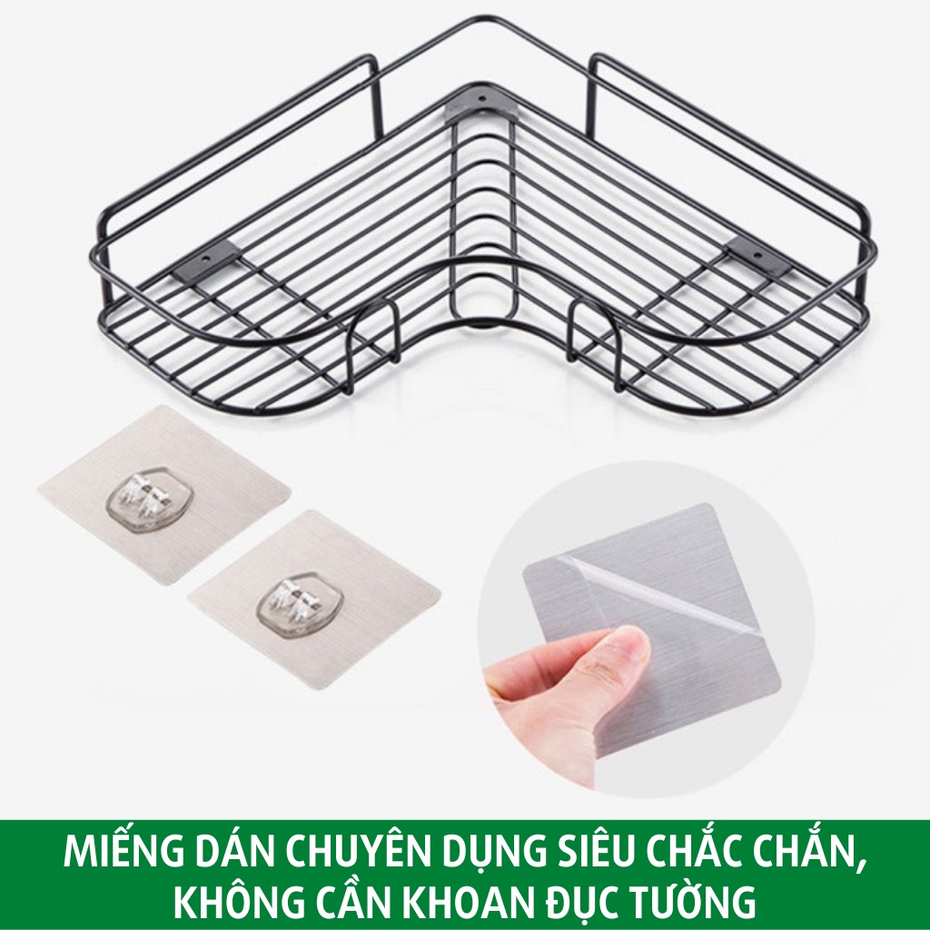 Kệ góc tường nhà tắm tam giác dán tường sơn tĩnh điện miếng dán tường chắc chắn