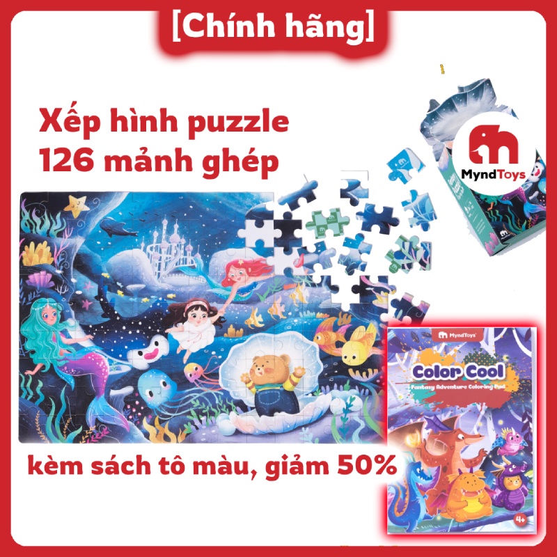 Đồ chơi giáo dục, bộ Xếp Hình Myndtoys Fantasy Puzzle - Nàng Tiên Cá Deep Deep Blue Dành Cho Bé Gái Trên 4 Tuổi