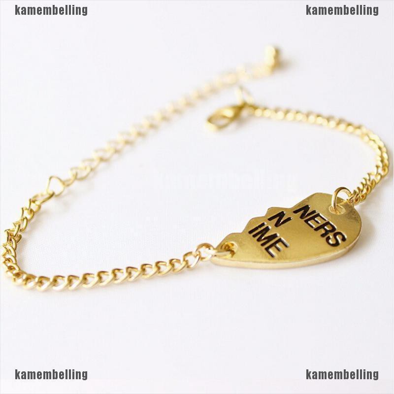 Set 2 Vòng Tay Mặt Trái Tim Chia Đôi Khắc Chữ Best Friends Forever
