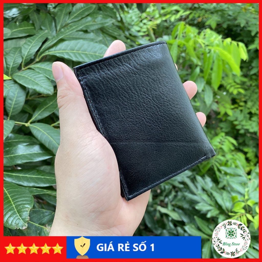 Ví nam mini da bò dáng đứng ví mini nam cao cấp da bò thật nhỏ gọn tiện lợi kích thước 10,5cm x 8,5cm VMN003