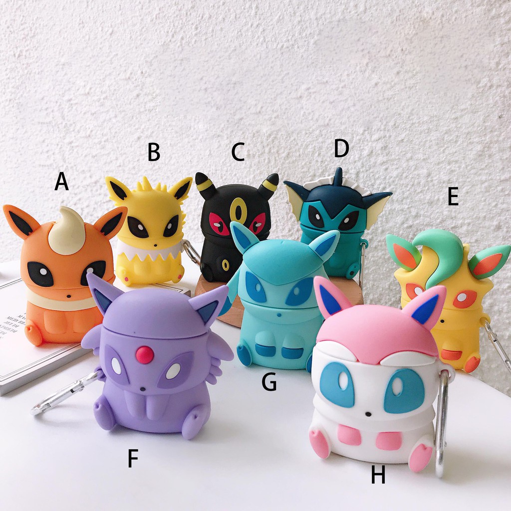 Vỏ Bảo Vệ Hộp Sạc Tai Nghe Airpods 1 / 2 / Pro Bằng Silicon Mềm Hình Pokemon Dễ Thương