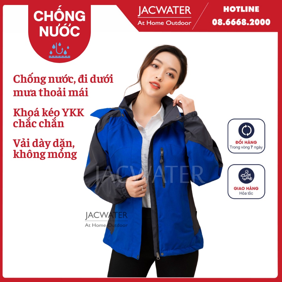 Áo khoác gió nam nữ 2 lớp chống nắng gió size châu á phối màu du lịch thể thao JACWATER V350