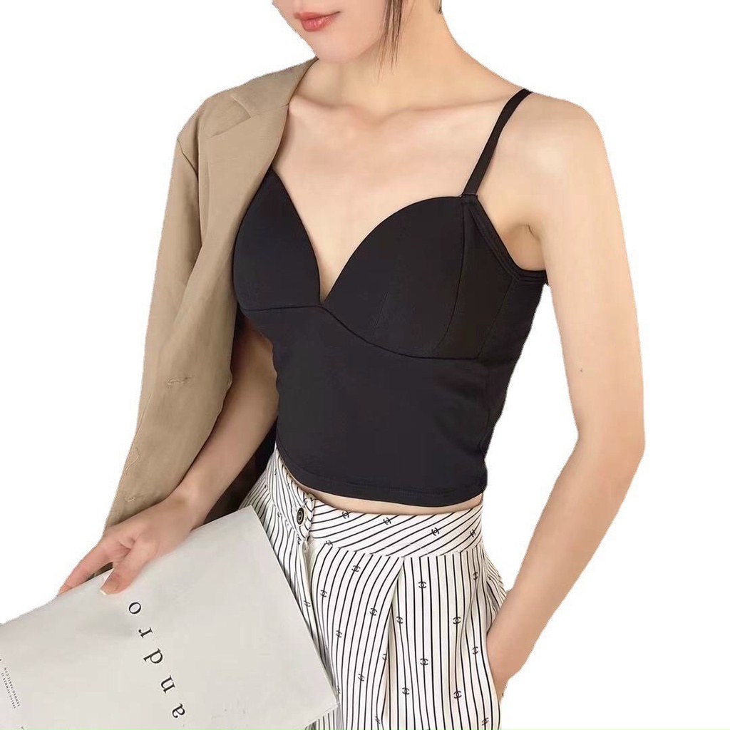 Mẫu mới - Áo su quây 2 dây dáng crotop chất đẹp kèm đệm ngực dày dặn E50