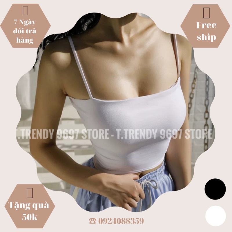 Áo hai dây thun nữ croptop sợi bún, áo dây trơn sợi bún dáng ôm phong cách trẻ tuổi teen co dãn tốt