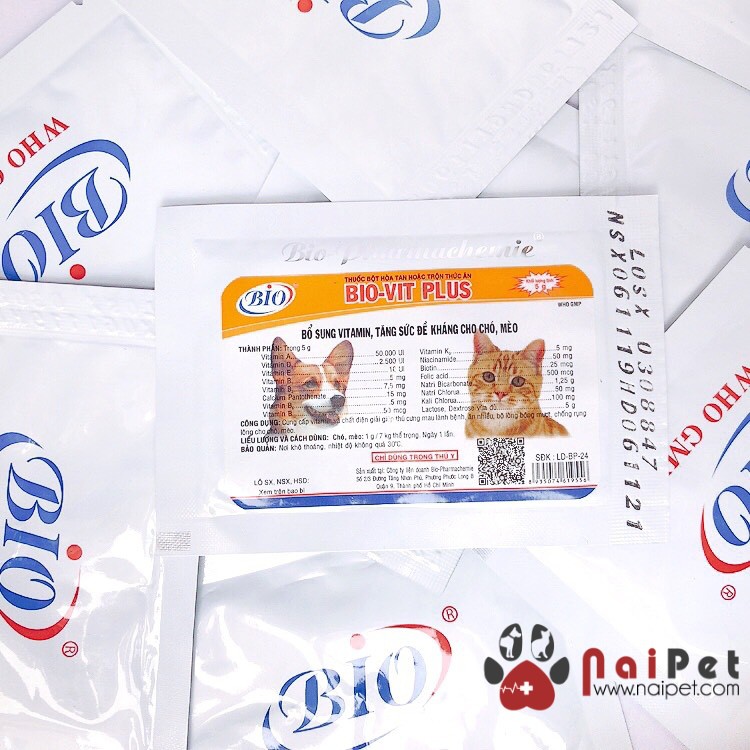 Bột Bổ Sung Vitamin Tăng Sức Đề Kháng Cho Chó Mèo Bio-vit Plus Gói 5g