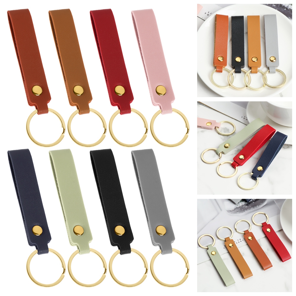 Móc Chìa Khóa Xe Hơi Bằng Da PU 8 Màu Thời Trang Có Móc Khóa Tiện Dụng