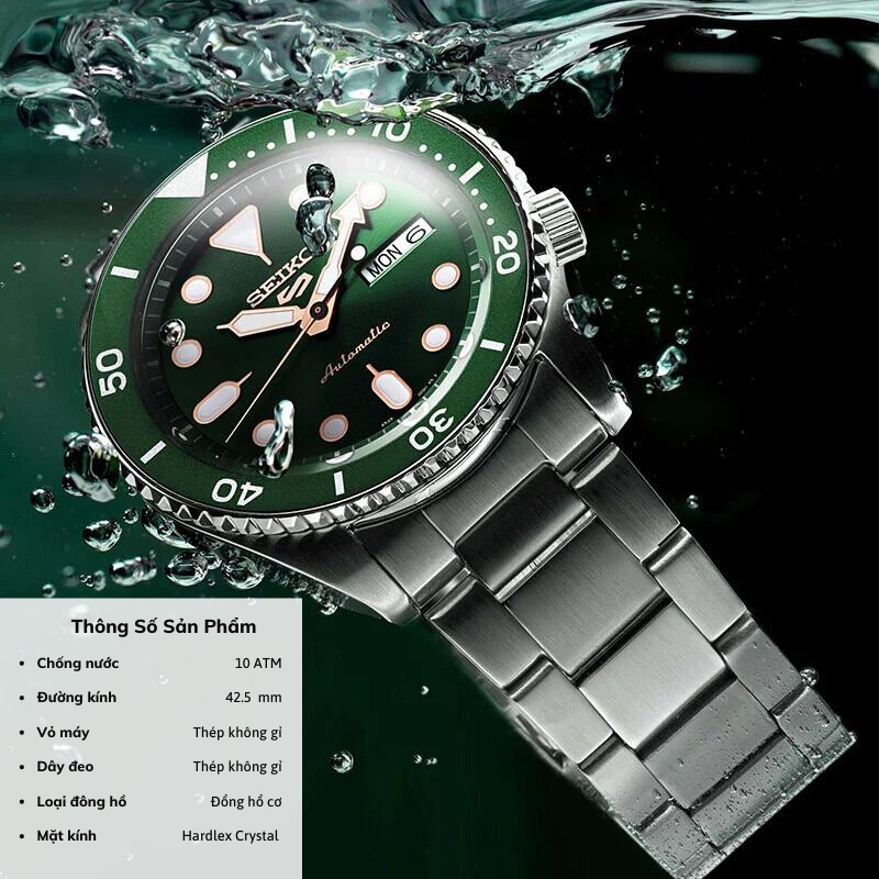 Đồng hồ Seiko 5 Sport SRPD63K1S nam máy cơ chống nước 10ATM kính Hardlex chống xước dây thép cao cấp chính hãng