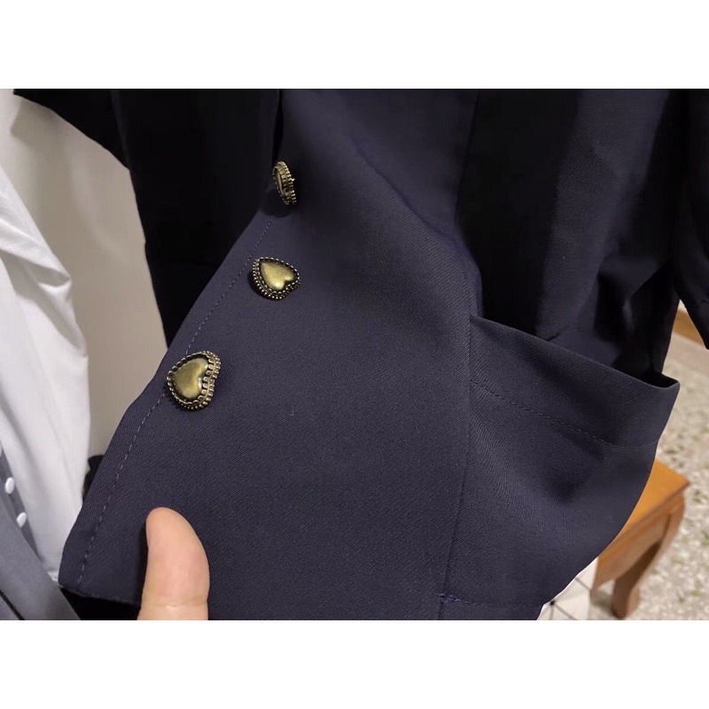 Áo vest nữ blazer tay ngắn màu tối giản Hàn Quốc