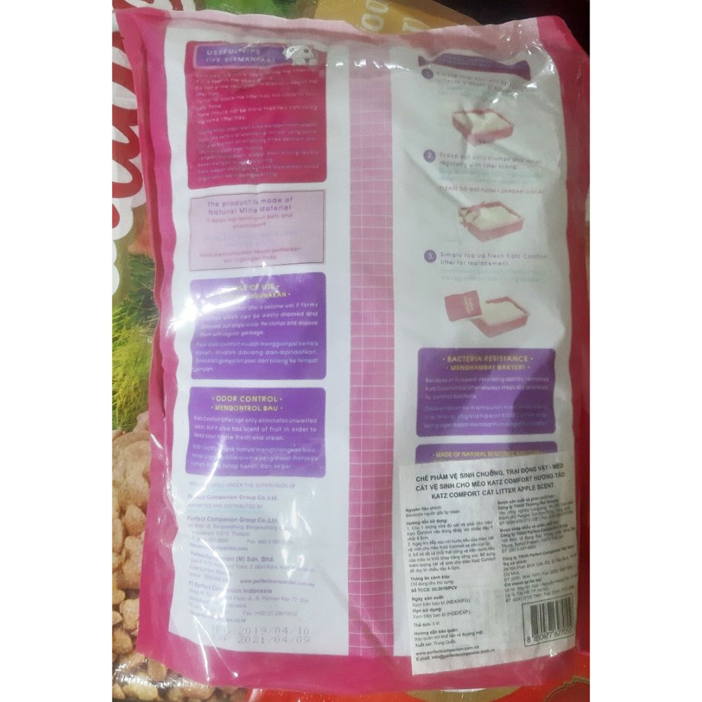 CÁT VỆ SINH CHO MÈO Katz Comfort Hương Táo Túi 5L - Pet shop Uytinpro