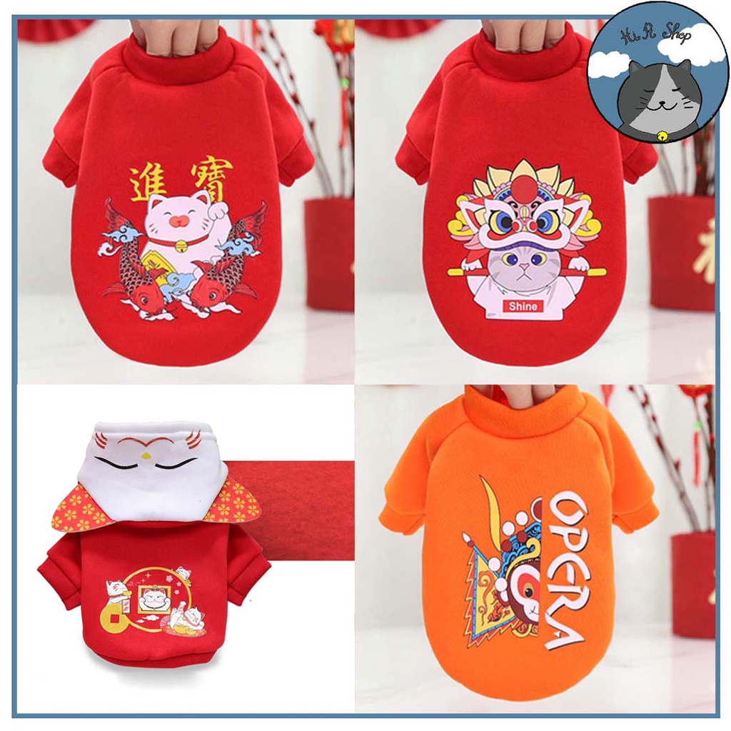 [FULLSIZE] Áo Thiết Kế Xinh Xắn Cho Thú Cưng Áo Mùa Đông Áo Tết Set 2 Cho Chó Mèo