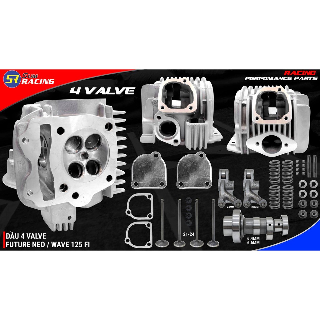 Bộ đầu bò SUMRACING 4 Valve 21/24 TA RACING cho FUTURE 125 xăng cơ / Fi