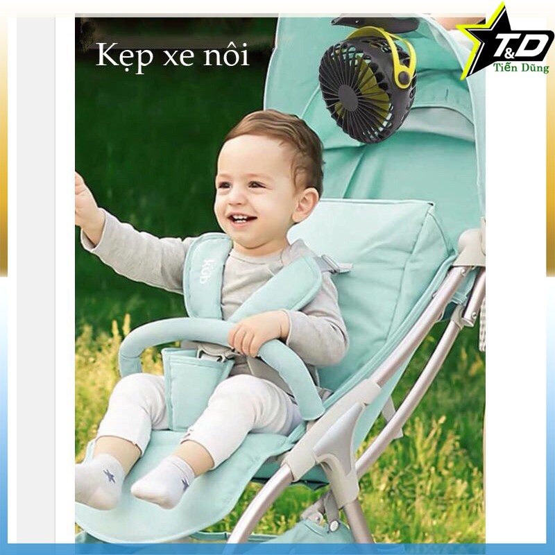 Quạt kẹp tích điện mini Yoobao F04 pin 6400 xoay 720 độ pin 32,5 tiếng có 4 chế độ gió