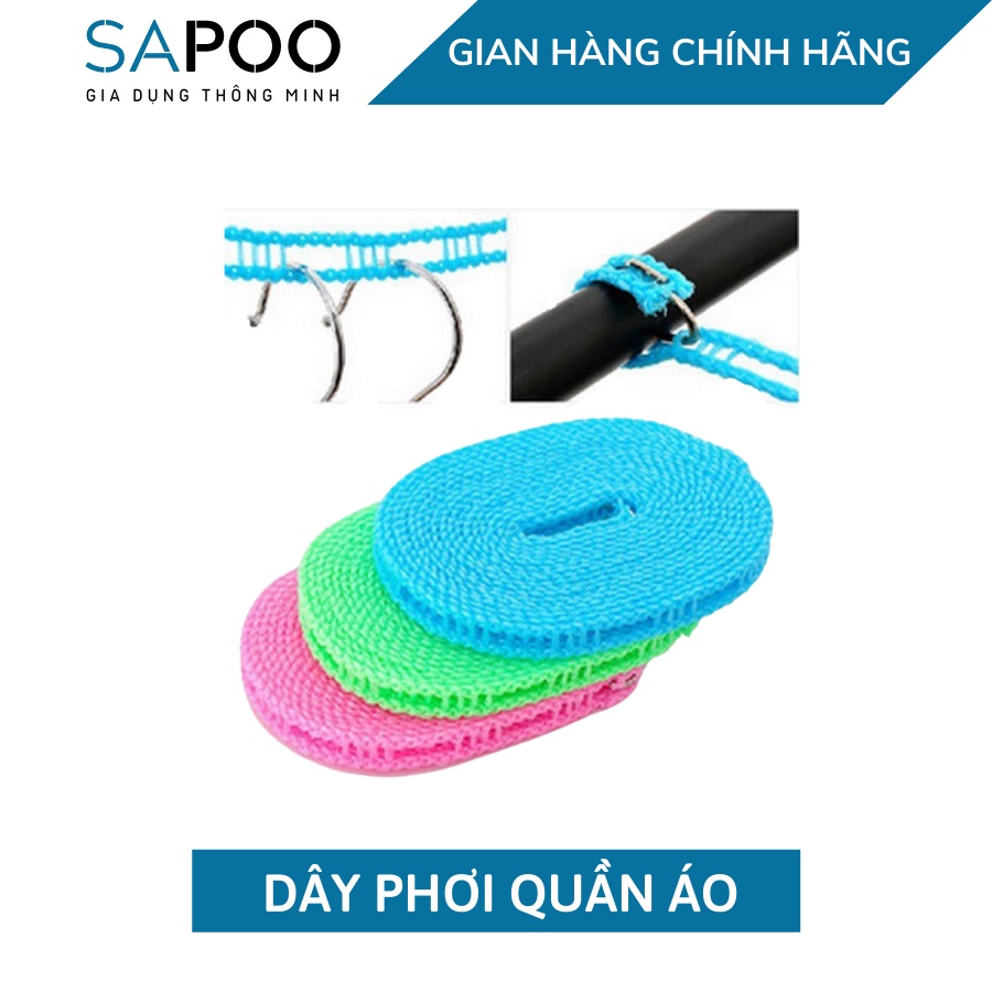 Dây phơi quần áo - Dây phơi đồ thông minh dài 5m không cần cặp - Gia Dụng SAPOO