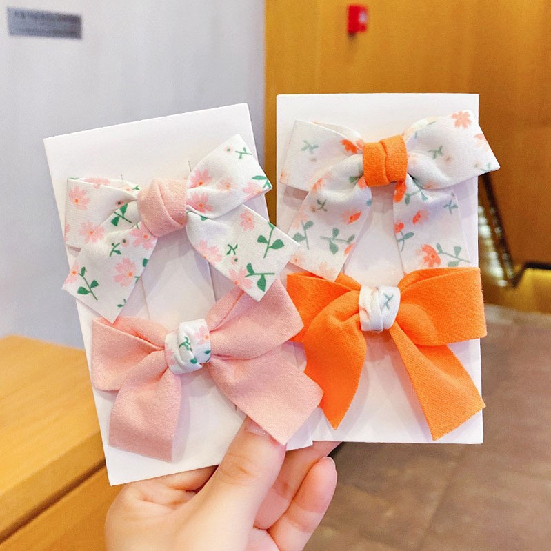 Kẹp tóc nơ đôi phụ kiện tóc dễ thương cho bé gái