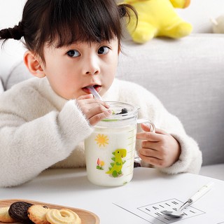Cốc uống sữa pha sữa cho bé chia vạch ML, Thuỷ Tinh Cao Cấp không chì, cốc uống nước kèm ống hút cho bé