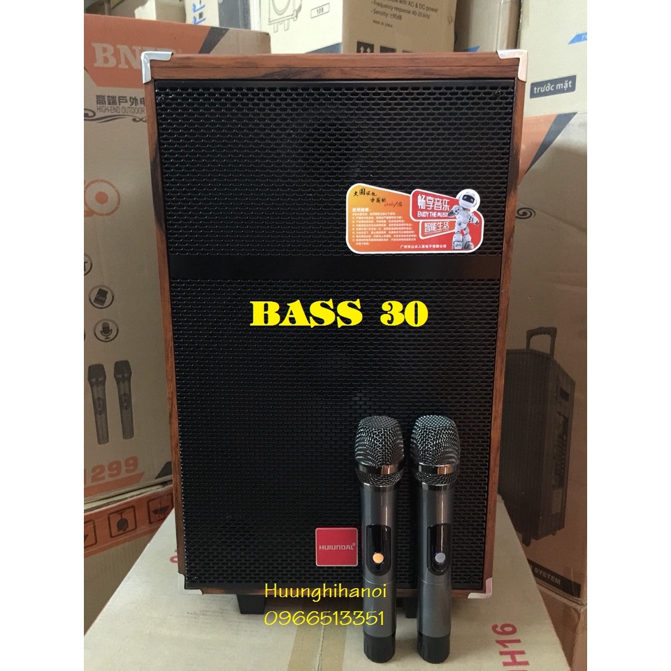 Loa di động karaoke hát hay giá rẻ, loa karaoke bluetooth thùng gỗ công suất lớn kèm micro không dây kim loại