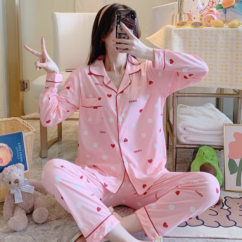 Bộ Ngủ Pijama Nữ 💖HÀNG CÓ SẴN💖 Bộ mặc nhà, Bộ Đồ Ngủ Chất Liệu Cotton Sợi Tơ Sữa Dài Tay Họa Tiết Dễ Thương Cao Cấp