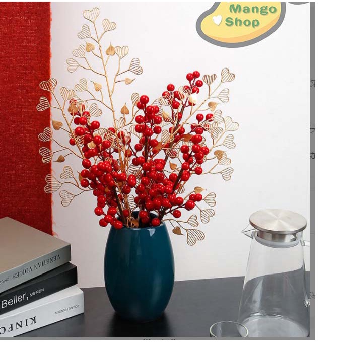 Cành Lá Táo Vàng, Cành Lá Tim Đuôi Công Vàng Decor Trang Trí