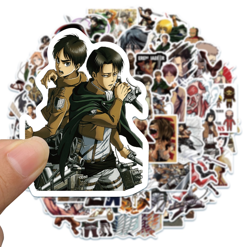 10/50/100 Miếng Dán Hình Phim Hoạt Hình Attack On Titan Chống Thấm Nước