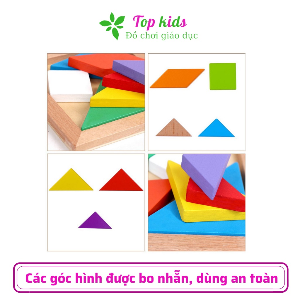 Xếp hình gỗ tangram đồ chơi xếp gỗ montessori thông minh trí tuệ cho bé trai bé gái - TOPKIDS